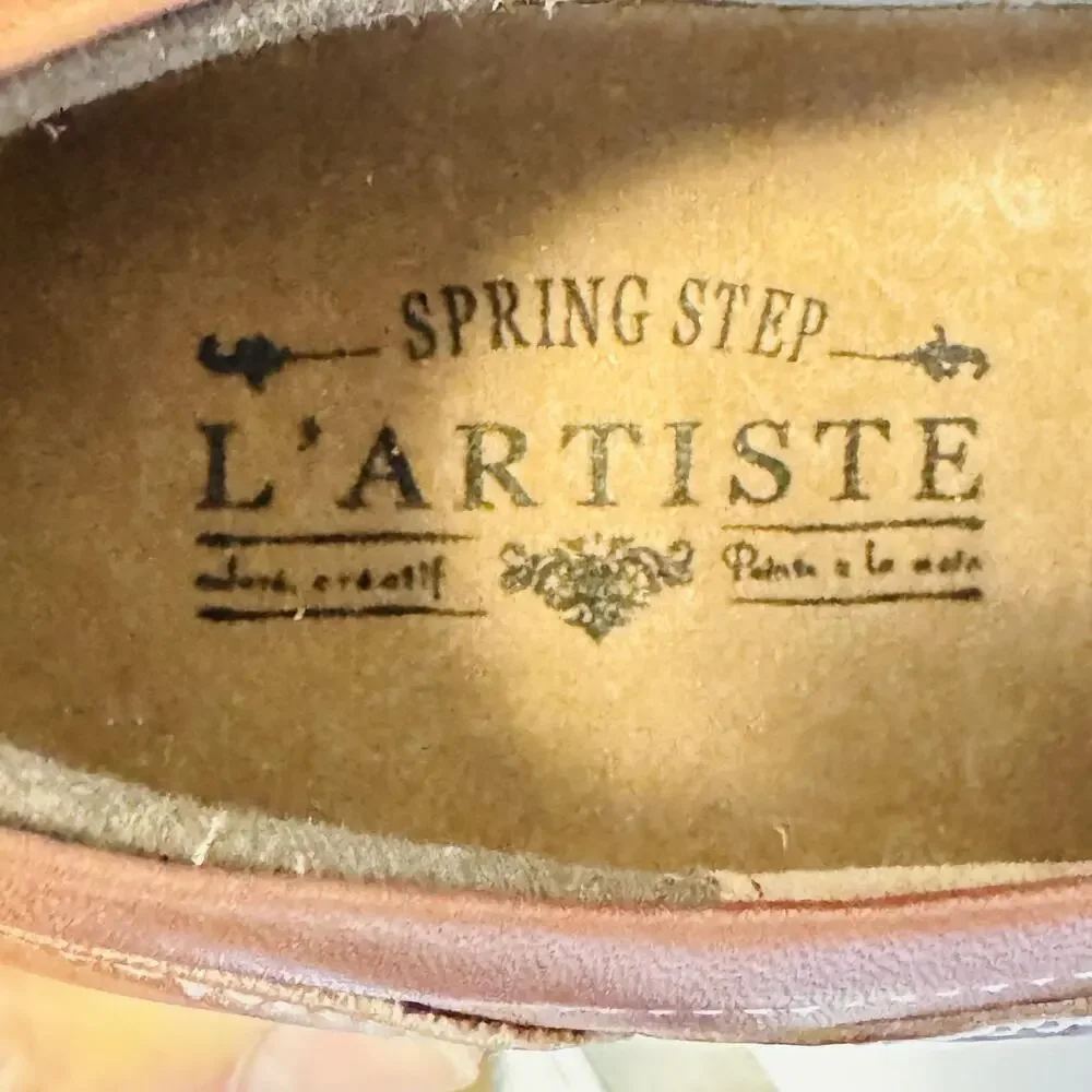 Spring Step L'Artiste Shoes Womens 5 Brown Leather Wedge Clogs Slip On Comfort